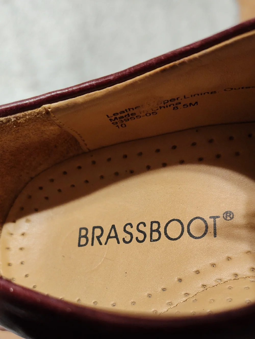 Brass Boot Mens Leather Cap Toe Oxfords Oxblood Florsheim Vero Cuoio Size 8.5